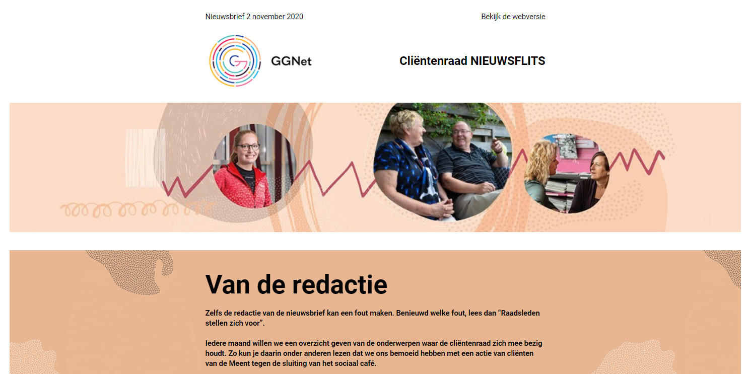 Inspirerend voorbeeld Nieuwsbrief Cliëntenraad GGNet  LOC Cliëntenraden